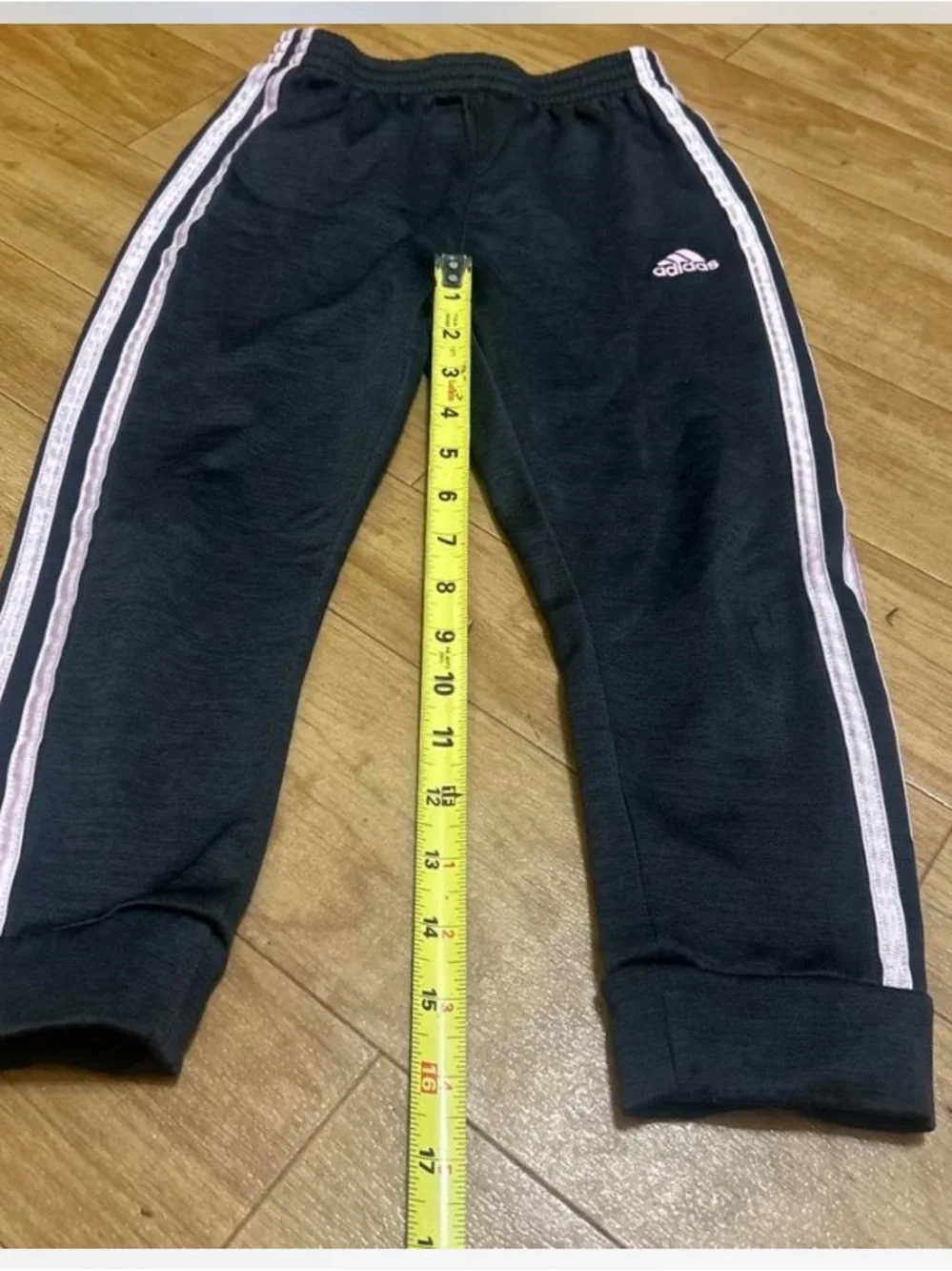 Adidas Kids Black Track Pants with Pink Stripes size 6